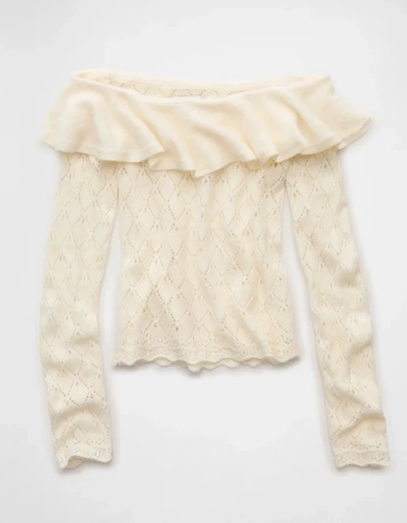 AE Ruffle Off-The-Shoulder Sweater