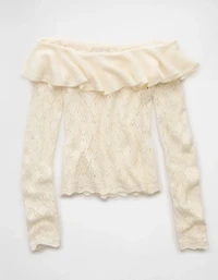AE Ruffle Off-The-Shoulder Sweater