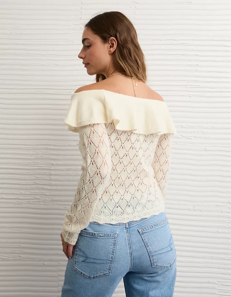 AE Ruffle Off-The-Shoulder Sweater