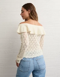 AE Ruffle Off-The-Shoulder Sweater