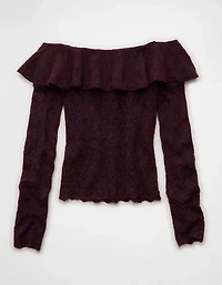 AE Ruffle Off-The-Shoulder Sweater