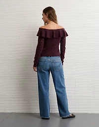 AE Ruffle Off-The-Shoulder Sweater