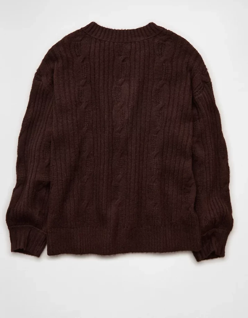 AE Whoa So Soft Notch Neck Cable Sweater