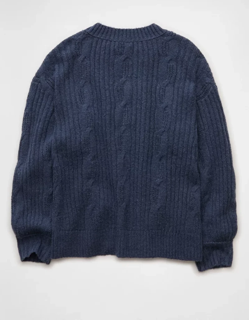 AE Whoa So Soft Notch Neck Cable Sweater