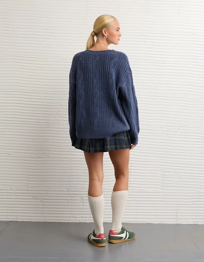 AE Whoa So Soft Notch Neck Cable Sweater