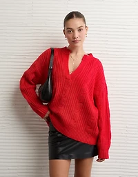 Chandail à col cranté torsadé Si doux Whoa AE