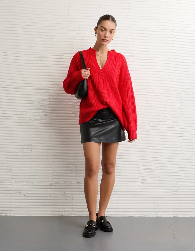 Chandail à col cranté torsadé Si doux Whoa AE