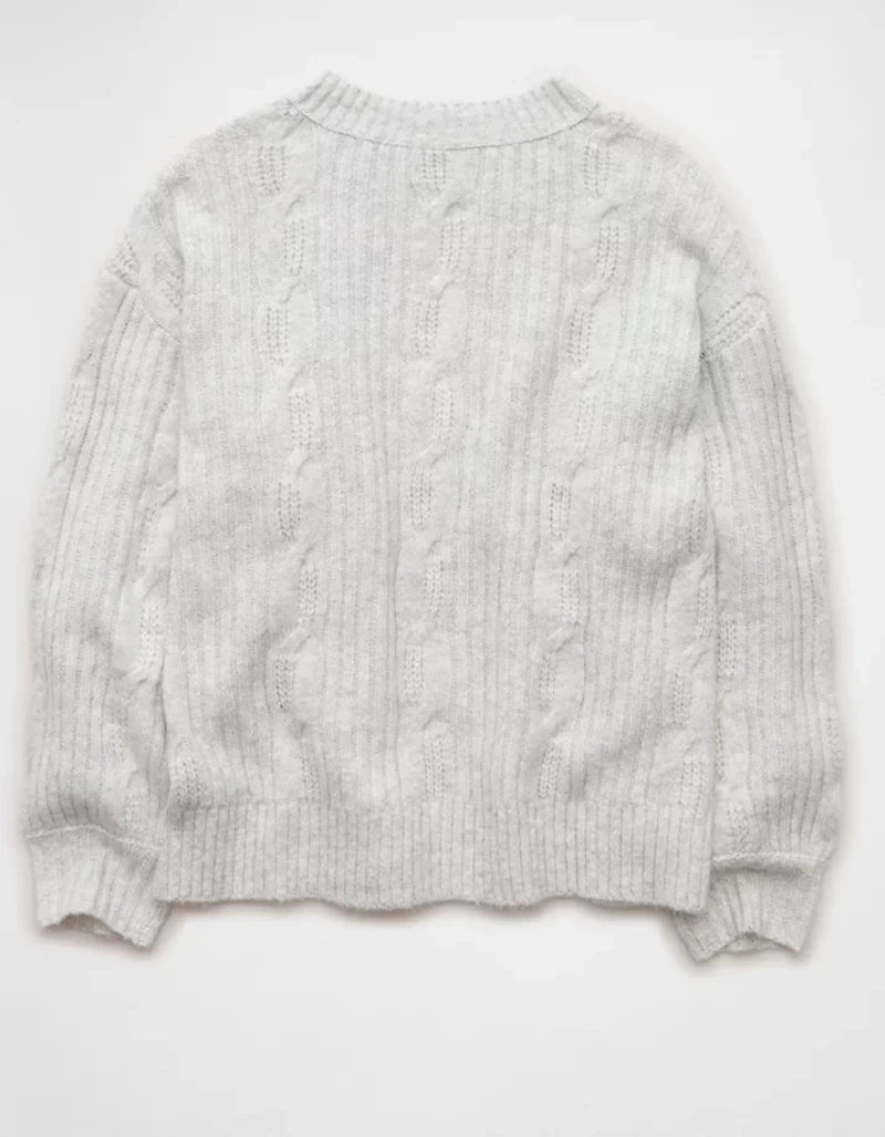 AE Whoa So Soft Notch Neck Cable Sweater