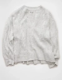 AE Whoa So Soft Notch Neck Cable Sweater