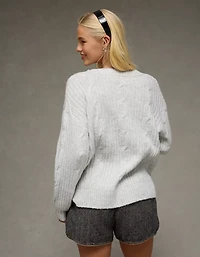 AE Whoa So Soft Notch Neck Cable Sweater