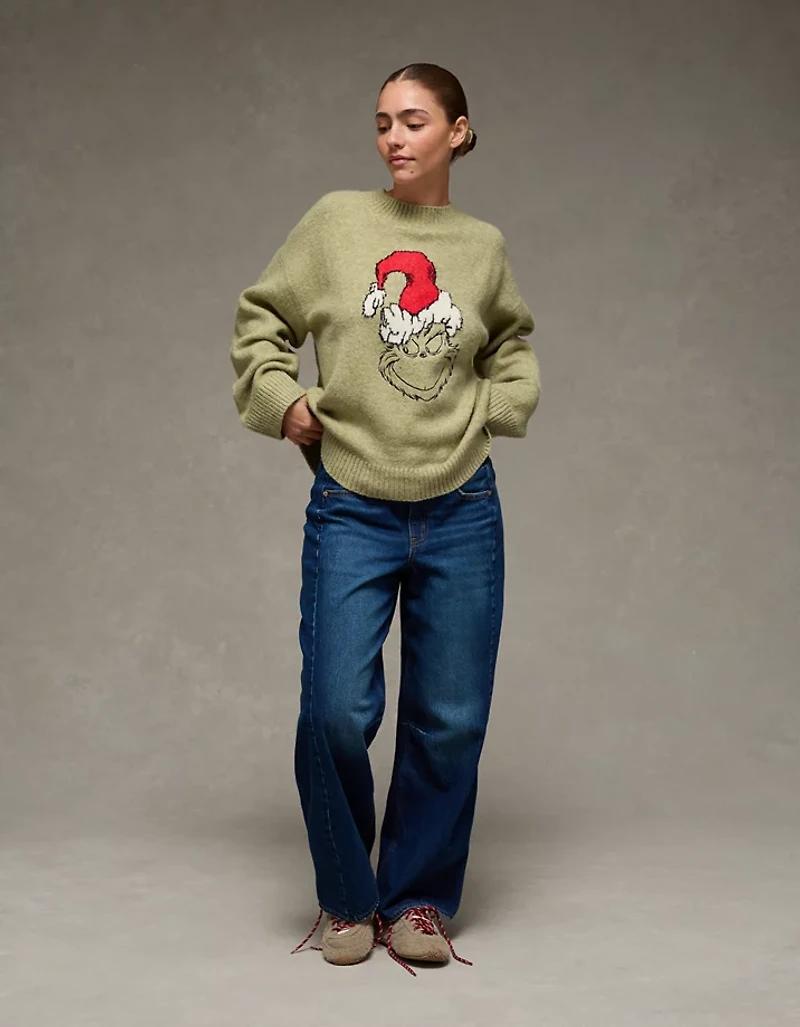 AE Oversized Grinch Graphic Sweater
