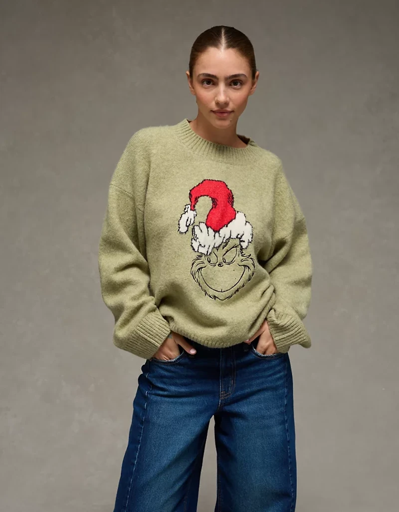 AE Oversized Grinch Graphic Sweater