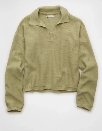 AE Johnny Collar Cropped Sweater