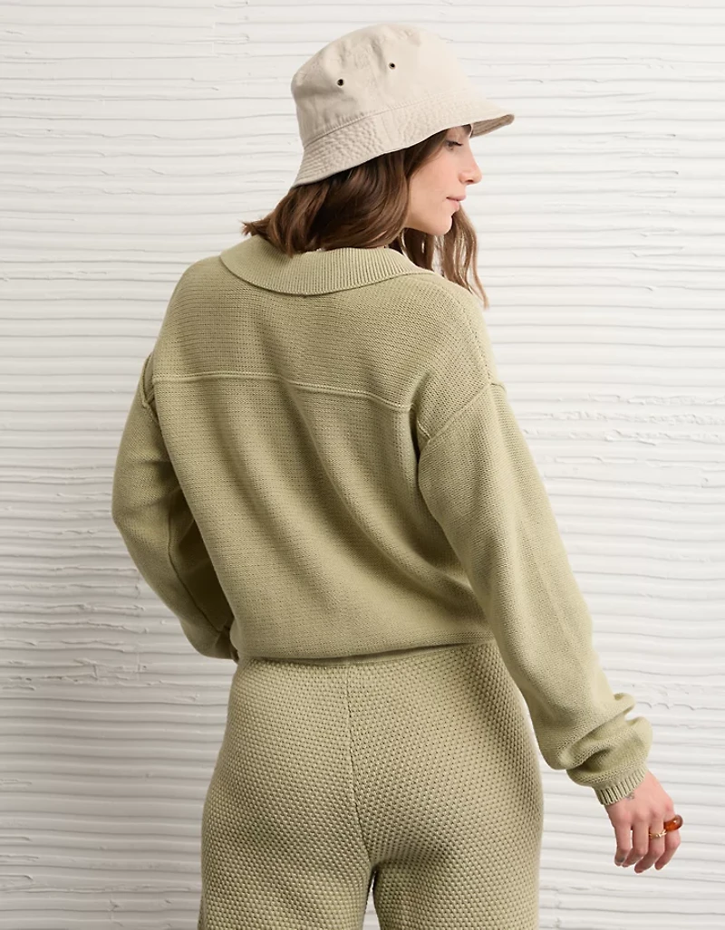 AE Johnny Collar Cropped Sweater