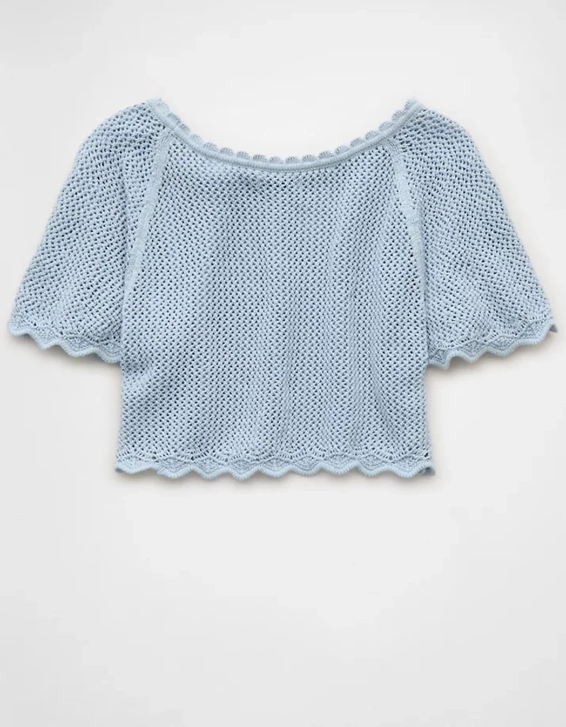 AE Off-the-Shoulder Crochet Tee