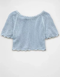 AE Off-the-Shoulder Crochet Tee