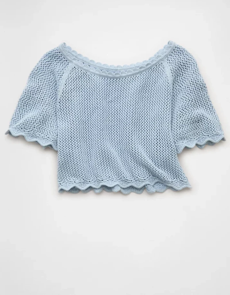 AE Off-the-Shoulder Crochet Tee
