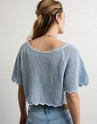 AE Off-the-Shoulder Crochet Tee