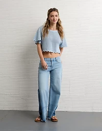 AE Off-the-Shoulder Crochet Tee