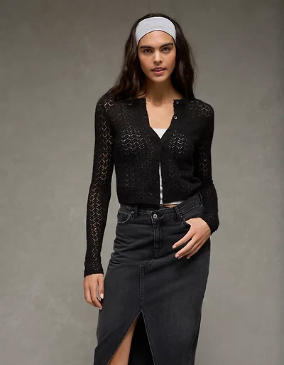 AE Fitted Crew Neck Cardigan