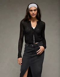 AE Fitted Crew Neck Cardigan