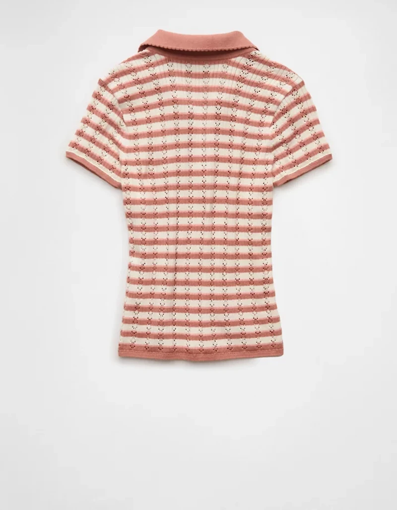 AE Short-Sleeve Pointelle Sweater Polo