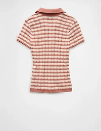 AE Short-Sleeve Pointelle Sweater Polo