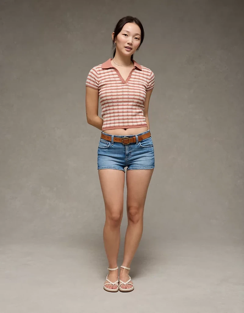 AE Short-Sleeve Pointelle Sweater Polo