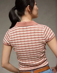 AE Short-Sleeve Pointelle Sweater Polo