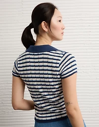 Polo en tricot pointelle à manches courtes AE