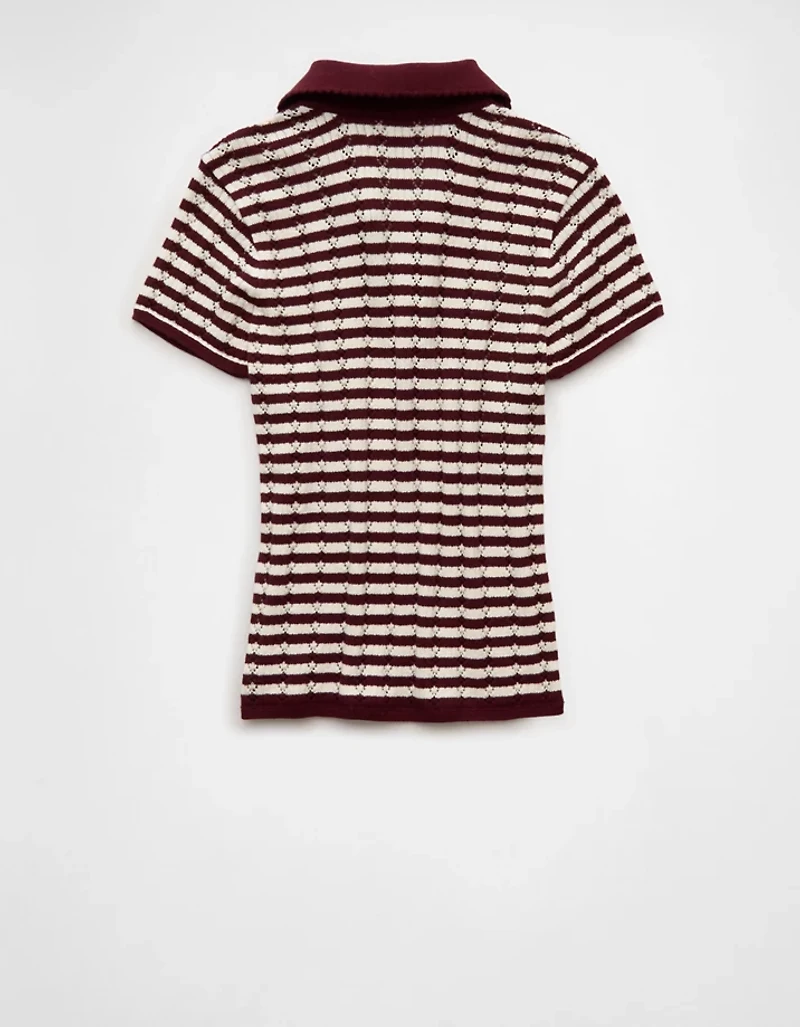 AE Short-Sleeve Pointelle Sweater Polo