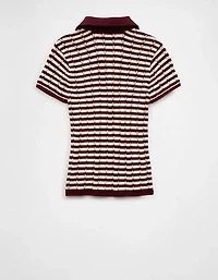 AE Short-Sleeve Pointelle Sweater Polo
