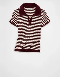 AE Short-Sleeve Pointelle Sweater Polo