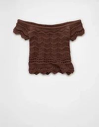 AE Off-the-Shoulder Cropped Sweater Tee