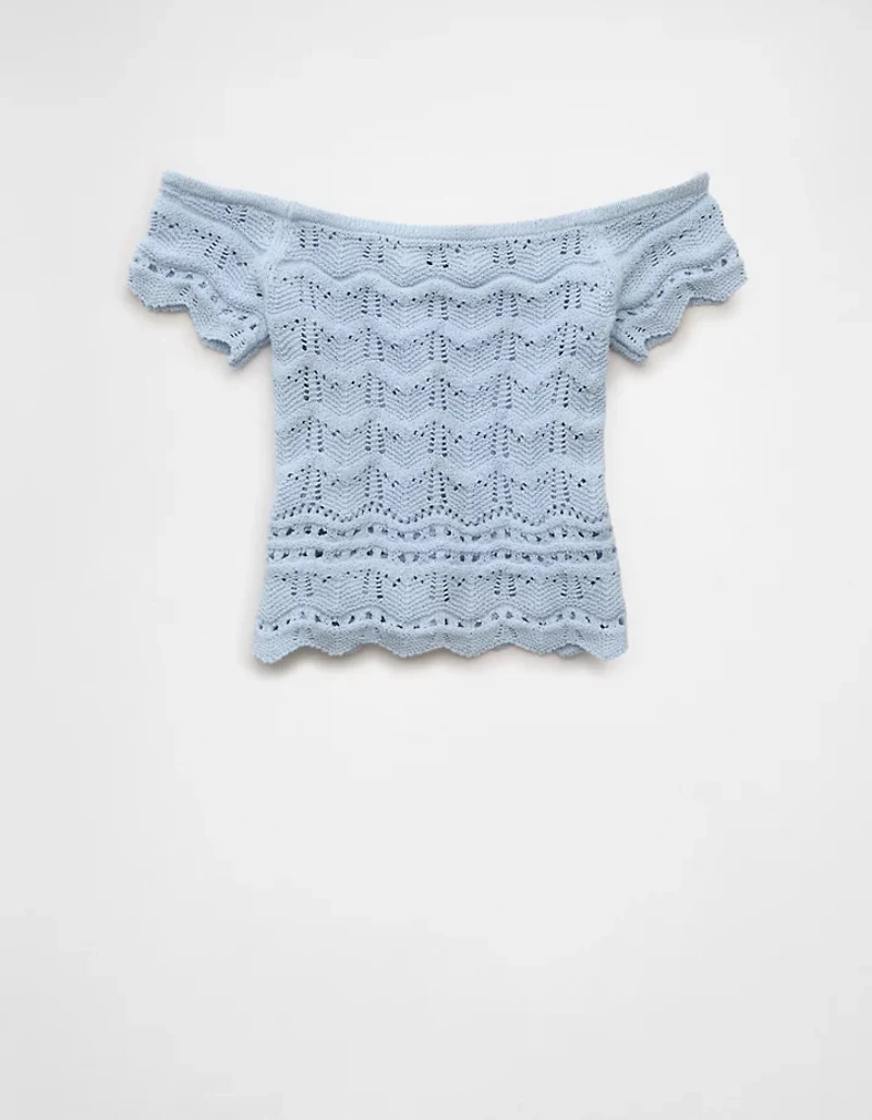 T-shirt chandail court à épaules dénudées AE