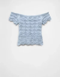 T-shirt chandail court à épaules dénudées AE