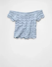 T-shirt chandail court à épaules dénudées AE