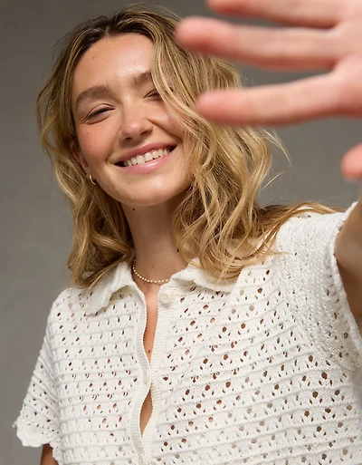 Polo en tricot boutonné AE