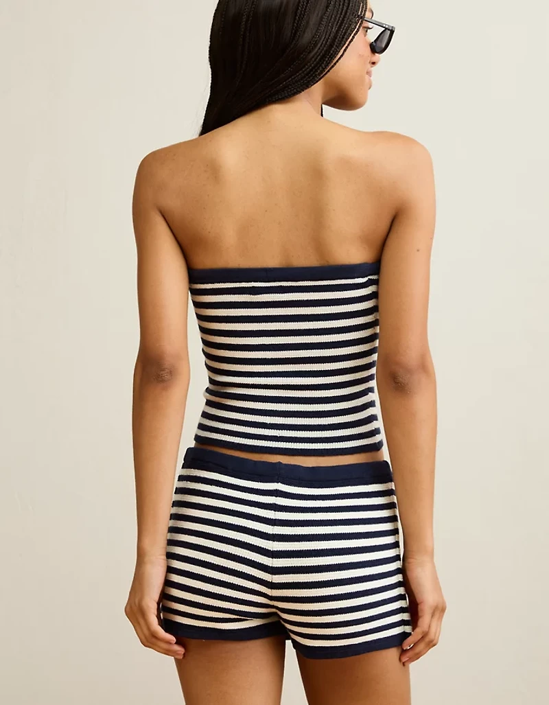 AE Fitted Tie-Front Sweater Tube Top