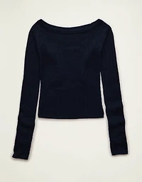 Chandail en tricot torsadé ajusté et à épaules dénudées AE