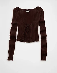 AE Tie-Front Cropped Cardigan Sweater