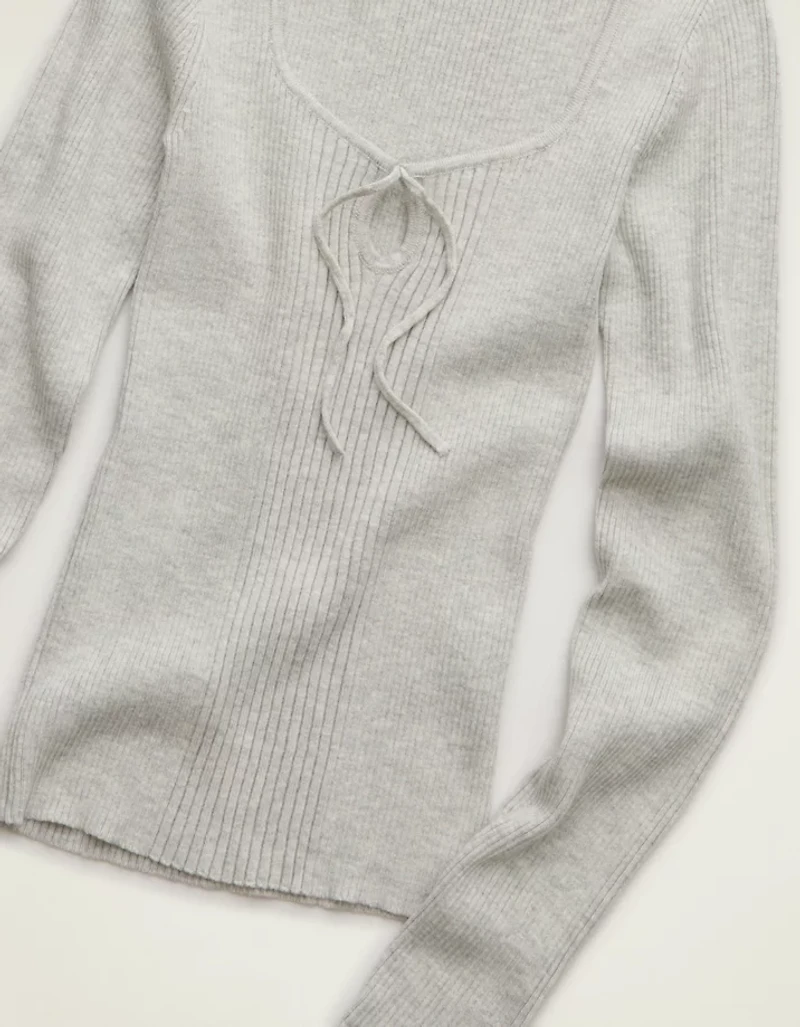 AE Fitted Keyhole Sweater Top