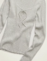 AE Fitted Keyhole Sweater Top