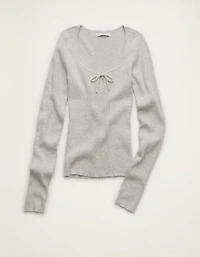 AE Fitted Keyhole Sweater Top