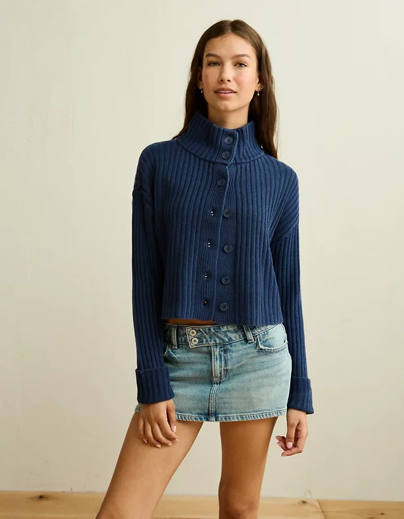 Cardigan boutonné à col cheminée AE