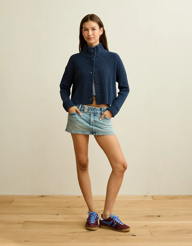 Cardigan boutonné à col cheminée AE