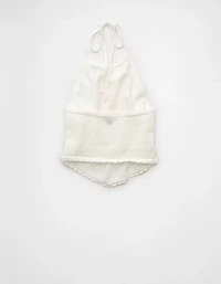 AE Cropped Open-Back Knit Halter Top