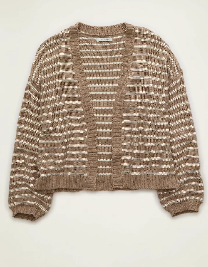 AE Balloon-Sleeve Open-Front Cardigan