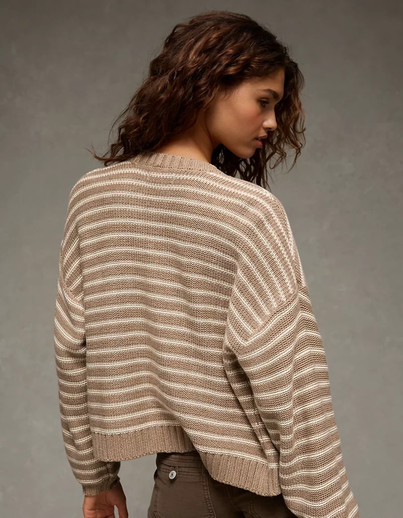 AE Balloon-Sleeve Open-Front Cardigan