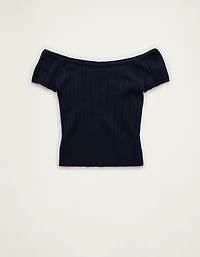 T-shirt ajusté en pointelle à épaules dénudées AE